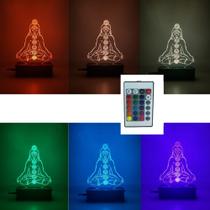 Luminária Led 7 Chakras, Meditação, Abajur, 16 Cores, Decoração - Avelar Criações