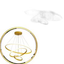 Luminária Led 80 Watts 3 Anéis 115Cm Altura Ajustável Lustre