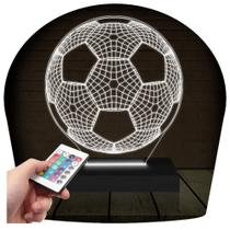 Luminária Led Abajur 3D Bola Futebol Time 16 Cores + Controle Remoto