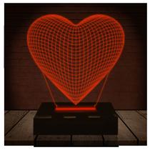 Luminária Led Abajur 3D Coração Namorados - RB Criações