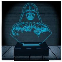 Luminária Led Abajur 3D Darth Vader Star Wars 16 Cores + Controle Remoto