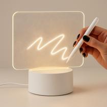 Luminária Led Abajur 3D de Escrever Tipo Lousa com Caneta e Base USB - Luz 4W Bivolt