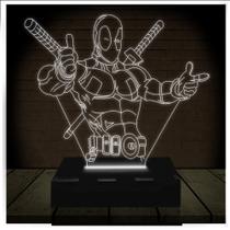 Luminária Led Abajur 3D Dead Pool X Men Marvel - RB Criações