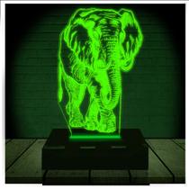 Luminária Led Abajur 3D Elefante