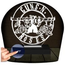 Luminária Led Abajur 3D Guns N Roses Rock 2 - RB Criações