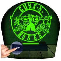 Luminária Led Abajur 3D Guns N Roses Rock 2 - RB Criações