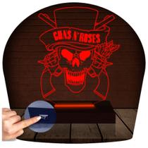 Luminária Led Abajur 3D Guns N Roses Rock - RB Criações