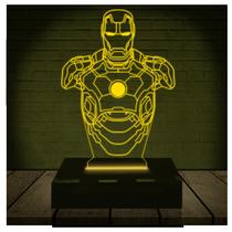 Luminária Led Abajur 3D Homem De Ferro Marvel Heroi 2