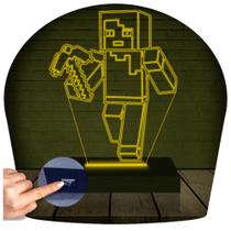 Luminária Led Abajur 3D Minecraft