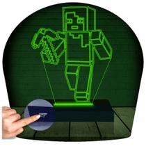 Luminária Led Abajur 3D Minecraft - RB Criações