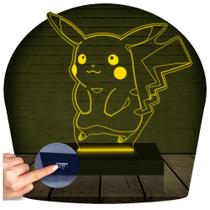 Luminária Led Abajur 3D Pikachu Pokemon 2