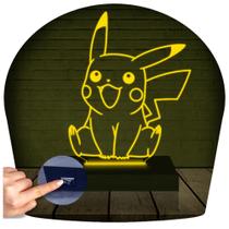 Luminária Led Abajur 3D Pikachu Pokemon - RB Criações