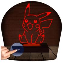Luminária Led Abajur 3D Pikachu Pokemon