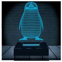 Luminária Led Abajur 3D Pinguim