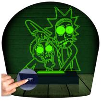 Luminária Led Abajur 3D Rick E Morty 2 - RB Criações