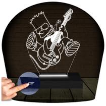 Luminária Led Abajur 3D Simpsons Bart Guitarra Rock