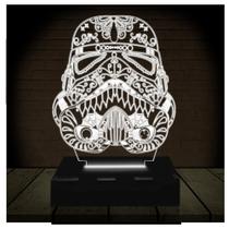 Luminária Led Abajur 3D StormTrooper Star Wars 2 16 Cores + Controle Remoto