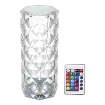 Luminaria LED Abajur De Mesa Cristal Controle 16 Cores