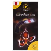 Luminária led aquário X5 preta soma luz branca vermelha 10w