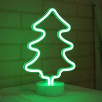 Luminária Led Arvore De Natal Cor Verde Neon Pilha + Cabo Usb
