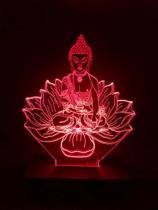 Luminária Led, Buda, Budismo, Flor De Lotus, 16 Cores, Abajur, Decoração