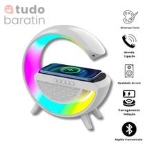 Luminária Led c Caixa de Som Bluetooth Carregamento Indução RGB Iluminação G Speaker