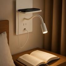 Luminária Led Cabeceira Parede Leitura com USB e suporte 9W Luminária Led Cabeceira Parede Leitura com USB e suporte 9W