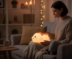 Luminária LED Cachorrinho de Silicone com Sensor de Toque e 5 Cores - Petrin