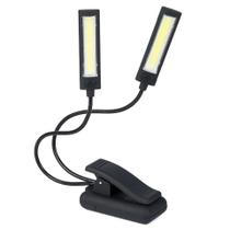 Luminária LED COB Presilha Flexível p/ Estante De Partitura, Livros, Preto