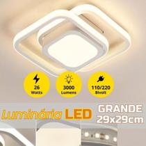 Luminária LED com Iluminação Central Plafon Sobrepor Estrutura Branca Elegante 26W Duplo Tom de Luz Luminária LED com Iluminação Central Plafon Sobrepor Estrutura Branca Elegante 26W Duplo Tom de Luz