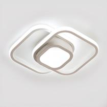Luminária LED com Iluminação Central Plafon Sobrepor Estrutura Branca Elegante 26W Duplo Tom de Luz