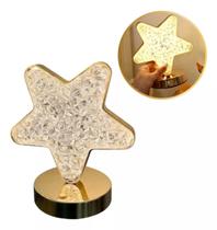 Luminária LED de Mesa Quarto Luxo Decorativo Cristal Acrílico Controle Touch Coração Lua Estrela