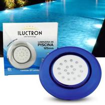 Luminária LED de Piscina 18W Corpo Azul 12V 125mm encaixe de 3/4 LED Azul - Iluctron