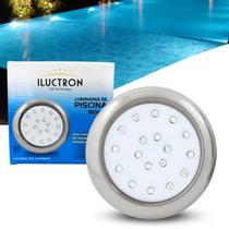Luminária LED de Piscina 18W Corpo de inox 12V 80mm encaixe de 3/4 Branco Quente 3000K - Iluctron