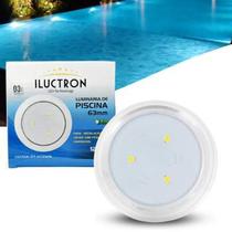 Luminária LED de Piscina 4W corpo transparente 12V 63mm encaixe de 3/4 Branco Quente 3.000K