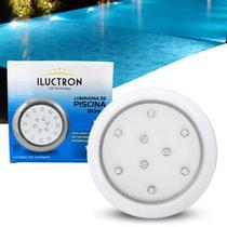 Luminária LED de Piscina 9W corpo branco 12V 80mm encaixe de 3/4 Branco Quente 3000K - Iluctron