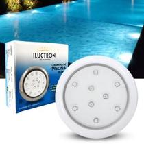 Luminária LED de Piscina 9W Corpo Branco 12V 80mm rosca de 1/2 LED RGB