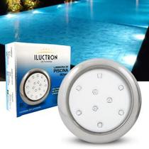 Luminária LED de piscina 9W corpo de Inox 12V 80mm encaixe 3/4 Branco quente 3000K