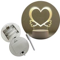 Luminária Led Em Formato De Coração Com Asa Em Acrílico - Amigold