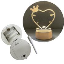 Luminária Led Em Formato De Coração Com Coroa - Amigold