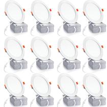 Luminária LED embutida de teto Linluxstar 6" 12W 6000K, pacote com 12 Luminária LED embutida de teto Linluxstar 6" 12W 6000K, pacote com 12