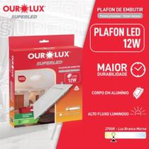 Luminária Led Embutir 12W Bivolt Luz Neutra 4000K Quadrada - Ourolux