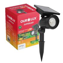 Luminaria Led Espeto Jardim Solar 3w Branco Frio 6500K IP65