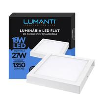 Luminaria Led Flat Sobrepor Quadrada 18w 6500k 1350 Lumens - Lumanti