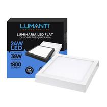 Luminaria Led Flat Sobrepor Quadrada 24w 6500k 1800 Lumens Lumanti