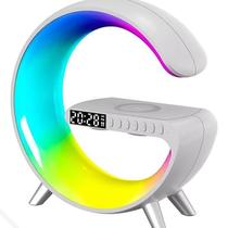 Luminária Led Inteligente Rgb Branca Com Relógio Carregador Luminária Led Inteligente Rgb Branca Com Relógio Carregador