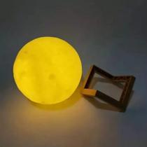 Luminária LED Lua Cheia 3D Abajur Com Suporte Para Decoração Quarto Sala Escritório Presente KIT:1 UNIDADE