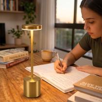 Luminária LED Mesa Recarregável Sem Fio 3 Tons Luz Toque Dimerizável Ideal Quarto Escritório