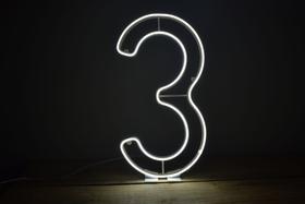 Luminária Led neon - Número 3 - com 3 efeitos de luz