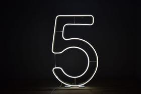 Luminária Led neon - Número 5 - com 3 efeitos de luz